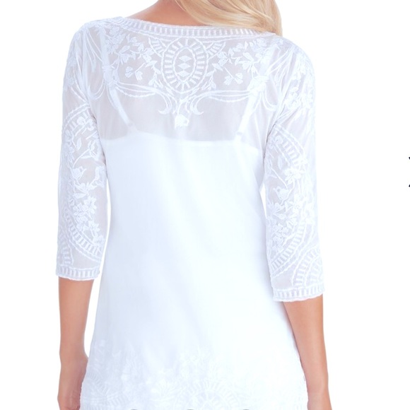 🌹White House Black Market Two-piece Embroidered Tunic Top, Size XS, White - Picture 9 of 9